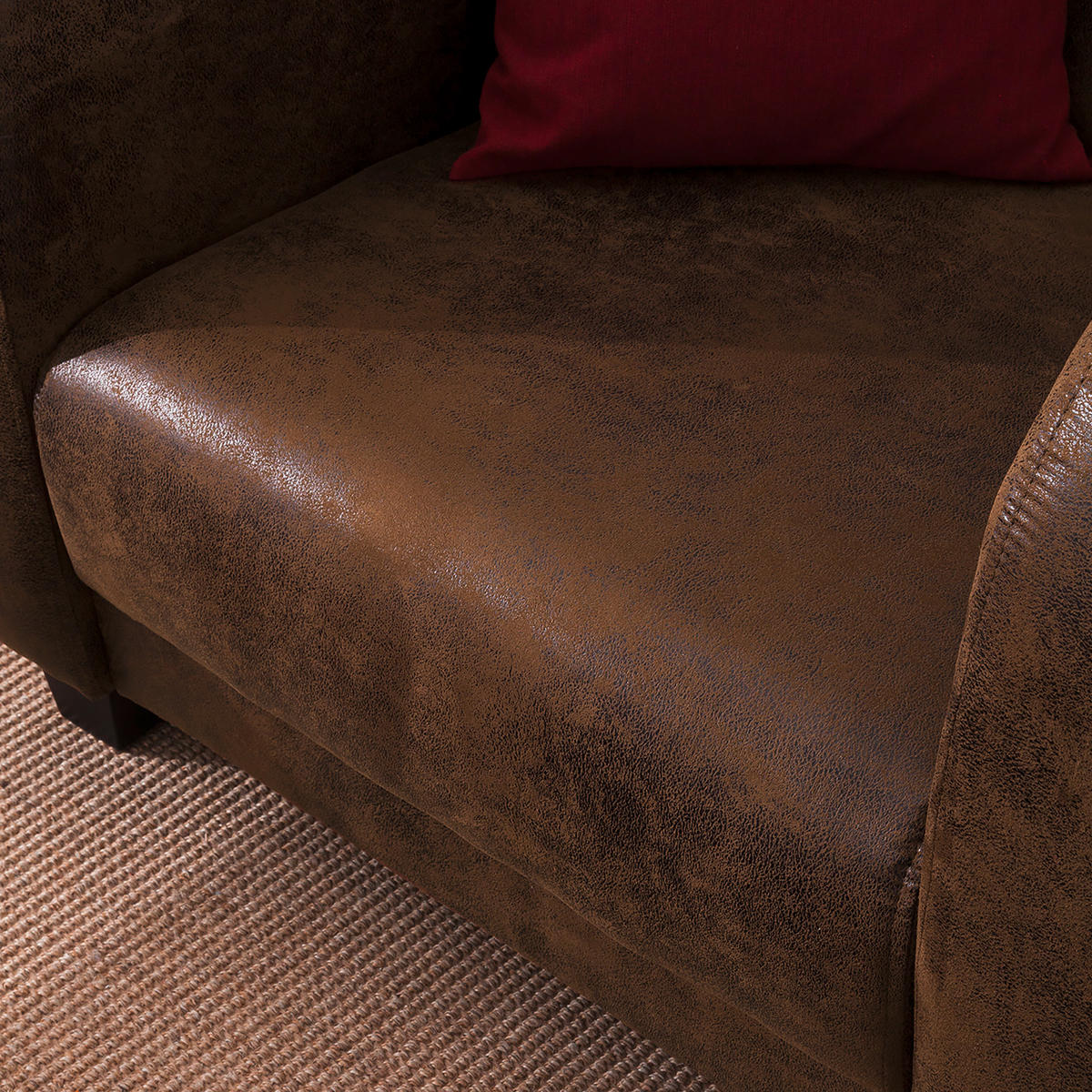 SESSEL in Lederlook Braun  - Dunkelbraun/Braun, Design, Holz/Textil (92/80/89cm) - Livetastic