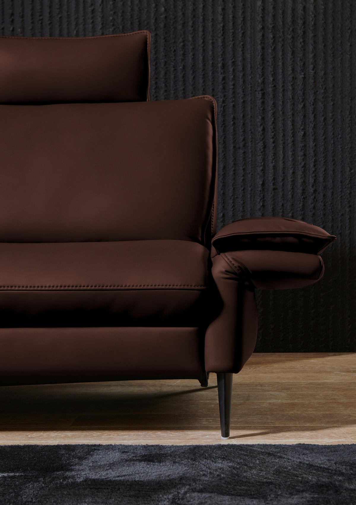 ECKSOFA Valdera in Echtleder Braun  172/334 cm  - Schwarz/Braun, Design, Leder/Metall (172/334cm) - Valdera