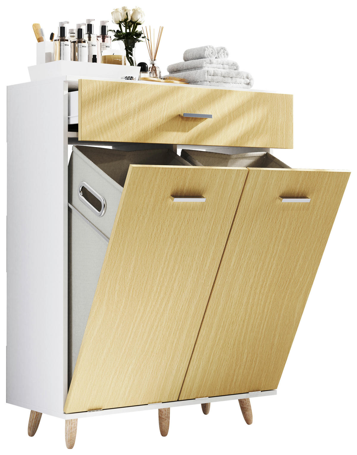 MIDISCHRANK 79/107/35 cm  - Honigeiche/Weiss, Modern, Holzwerkstoff/Kunststoff (79/107/35cm) - MID.YOU