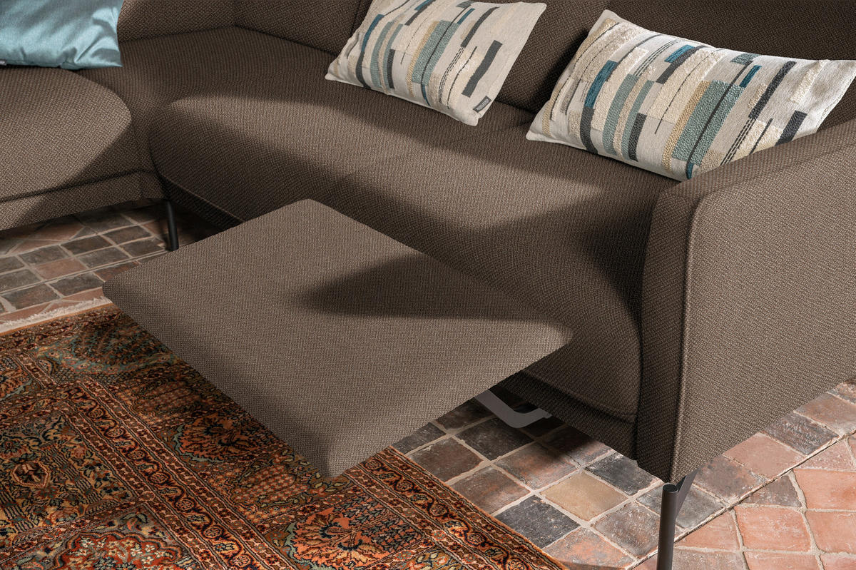 ECKSOFA in Flachgewebe Braun  - Anthrazit/Braun, Design, Textil/Metall (230/254cm) - Johann Jakob