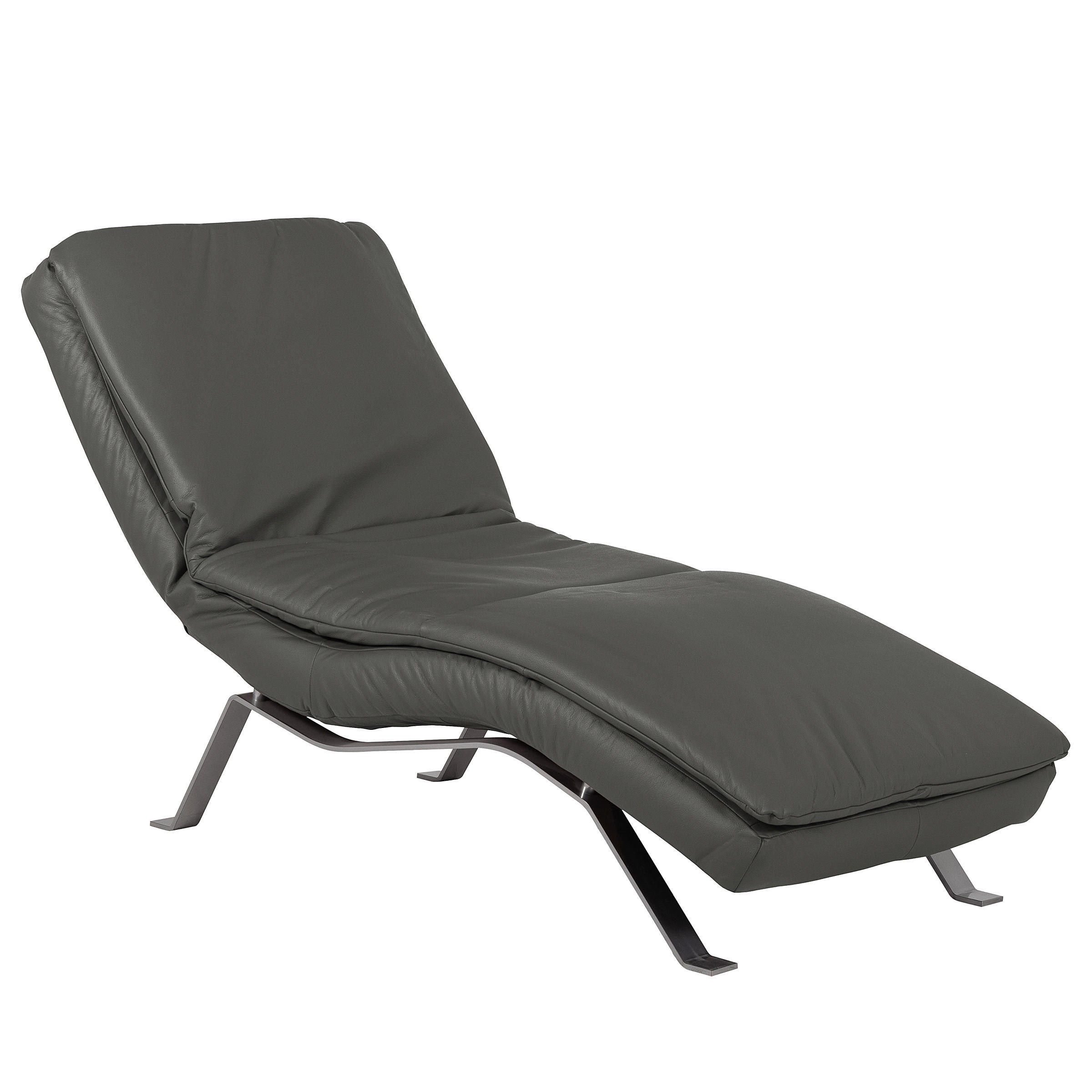 RELAXLIEGE in Echtleder Anthrazit  - Anthrazit/Silberfarben, Design, Leder/Metall (65/95/171cm) - Celina Home