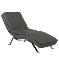 RELAXLIEGE in Echtleder Anthrazit  - Anthrazit/Silberfarben, Design, Leder/Metall (65/95/171cm) - Celina Home