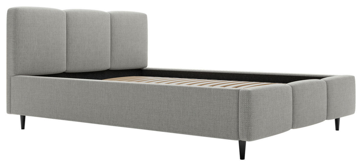 POLSTERBETT Lattenrost, Bettkasten 140/200 cm  in Hellgrau  - Hellgrau/Schwarz, Design, Holz/Textil (140/200cm) - Boxxx