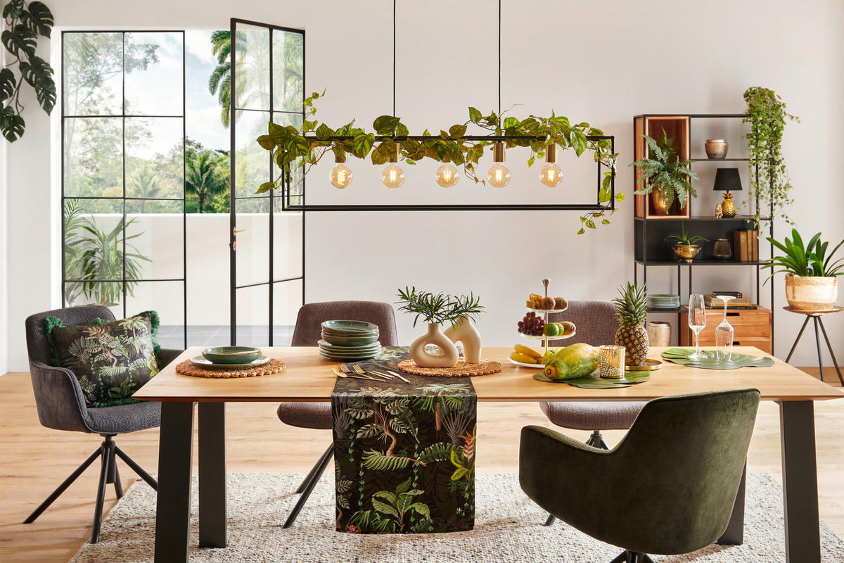 TABLE bois, métal 220/100/77 cm  - couleur de chêne/anthracite, Design, métal/bois (220/100/77cm) - Bert Plantagie