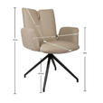 ARMLEHNSTUHL  Sitzfläche 360° drehbar, automatische Rückholfunktion Bouclé Echtleder  - Beige/Schwarz, Design, Leder/Holz (62/87/63cm) - Valnatura