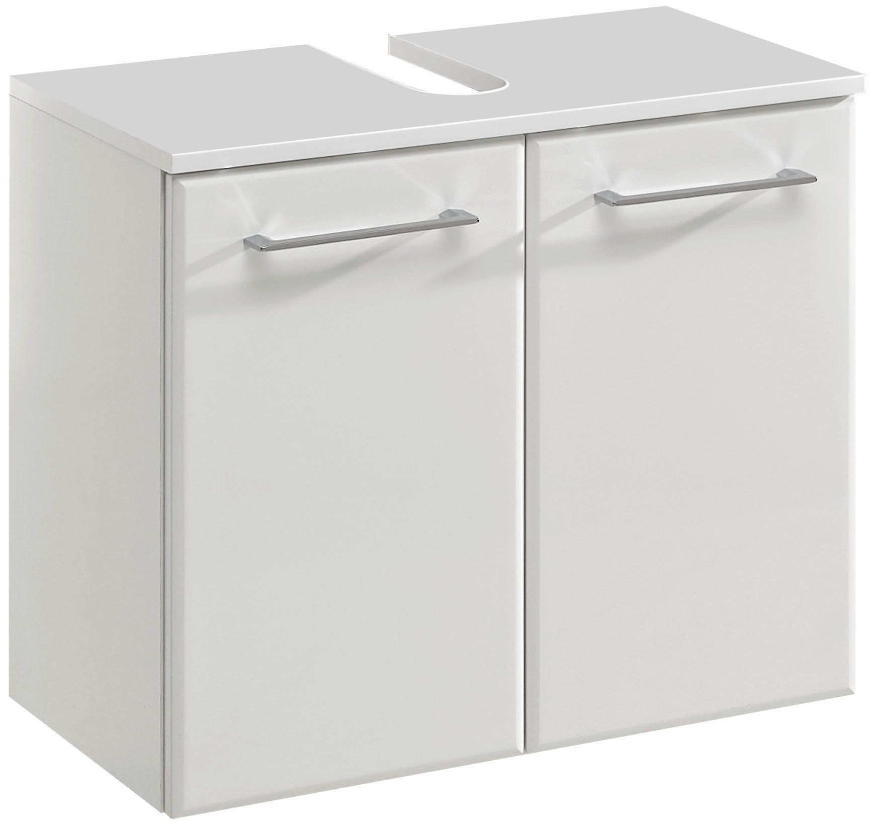 WASCHBECKENUNTERSCHRANK 60/53/33 cm - Chromfarben/Weiß Hochglanz, Basics, Holzwerkstoff/Metall (60/53/33cm) - Pelipal