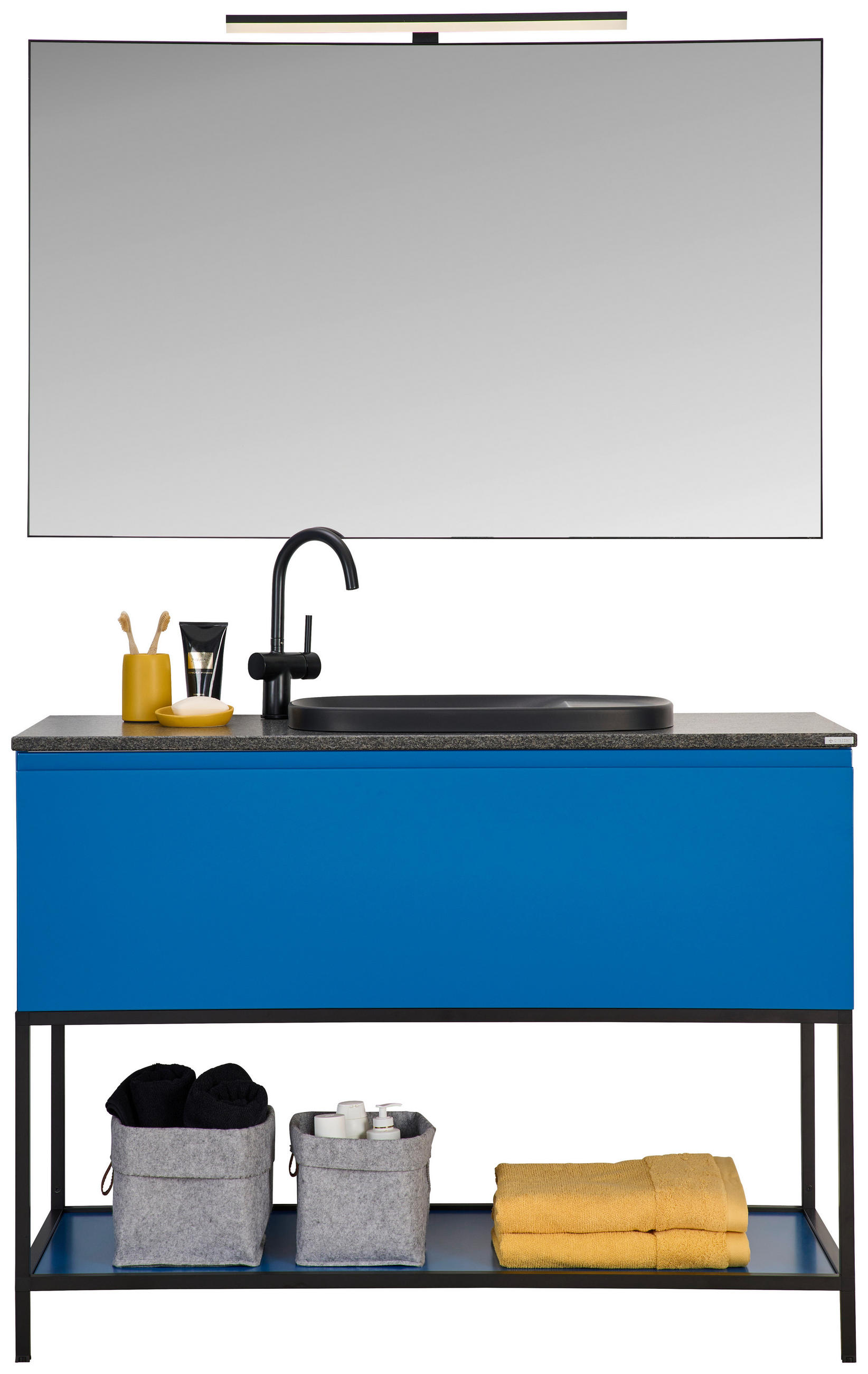 BADEZIMMER 120 cm  - Dunkelblau, Design, Glas/Holzwerkstoff (120cm) - Dieter Knoll