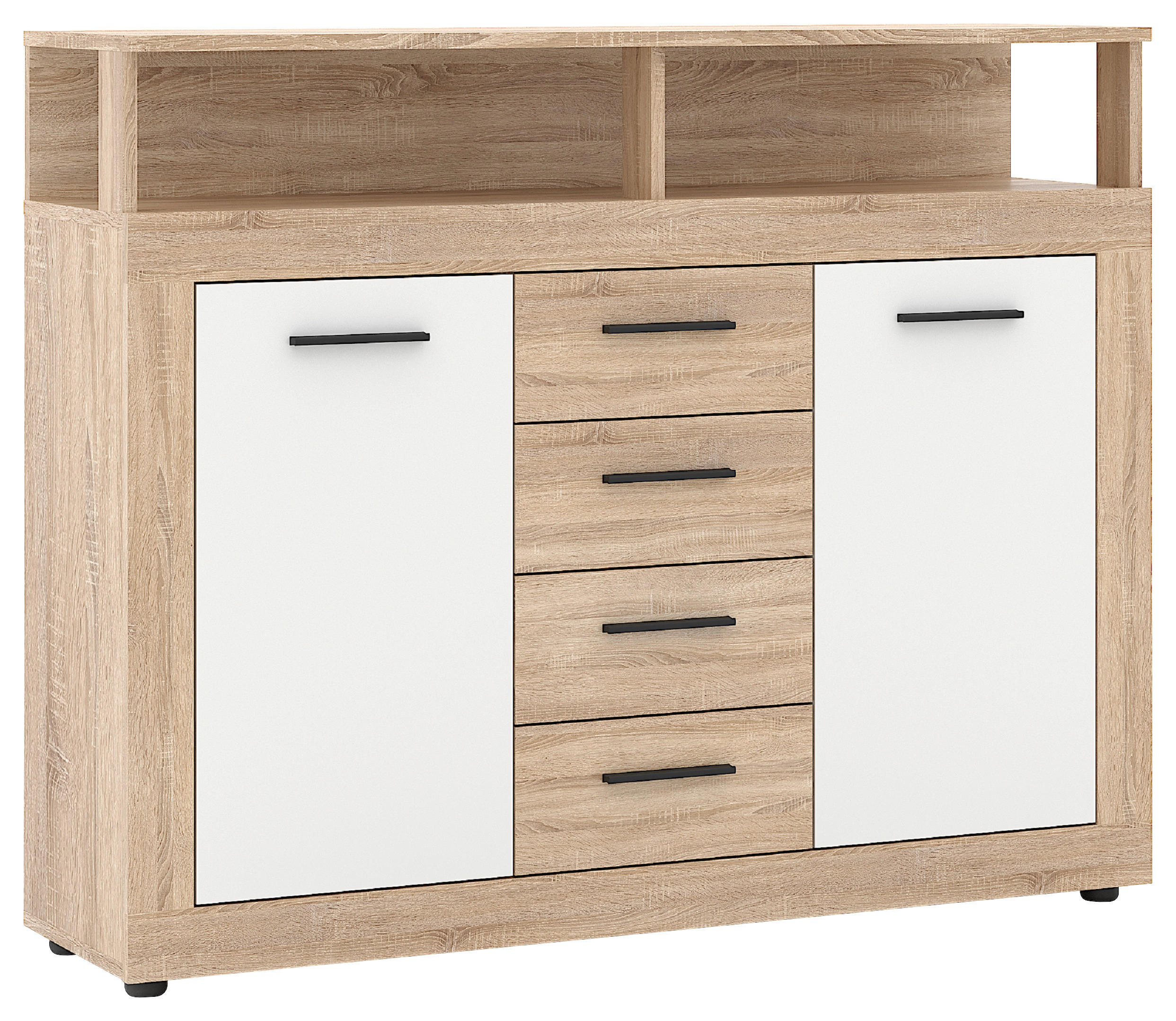 KOMMODE  in 119,5/96,8/32 cm  - Schwarz/Weiß, Design, Holzwerkstoff/Kunststoff (119,5/96,8/32cm) - MID.YOU