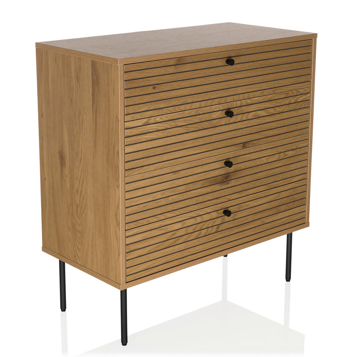 KOMMODE  in 80/85/40 cm  - Eichefarben/Schwarz, MODERN, Holzwerkstoff/Metall (80/85/40cm) - MID.YOU