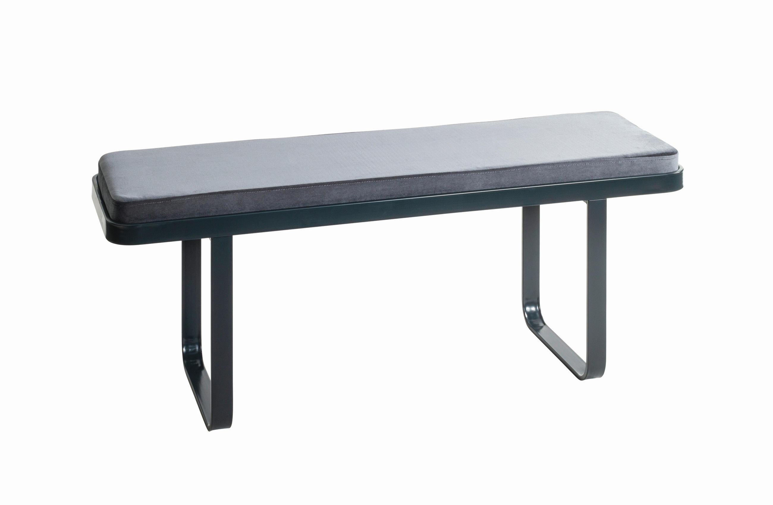 SITZBANK 115/48/36 cm Samt Anthrazit  - Anthrazit, KONVENTIONELL, Textil/Metall (115/48/36cm)