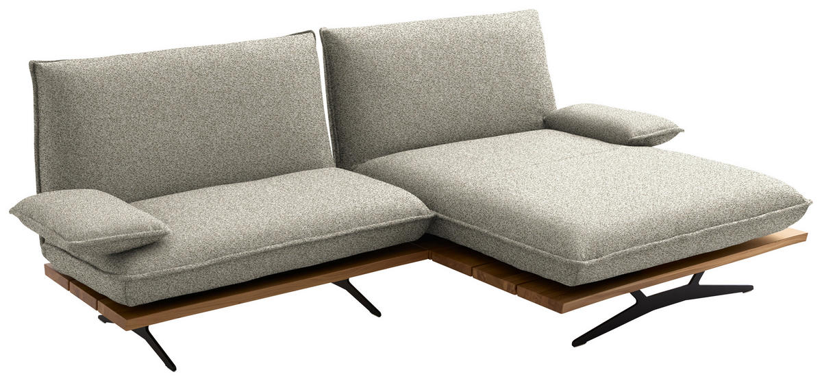 ECKSOFA  in Chenille, Flachgewebe Greige, Wildeiche  284/161 cm  - Wildeiche/Greige, Design, Holz/Textil (284/161cm) - Koinor