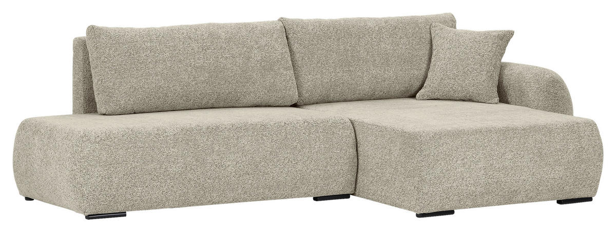 ECKSOFA Mintgrün Flachgewebe Zierkissen, Rückenkissen, Bettkasten, Schlaffunktion, Rücken echt, Liegefläche im Originalstoff  - Schwarz/Mintgrün, KONVENTIONELL, Kunststoff/Textil (260/145cm) - Carryhome