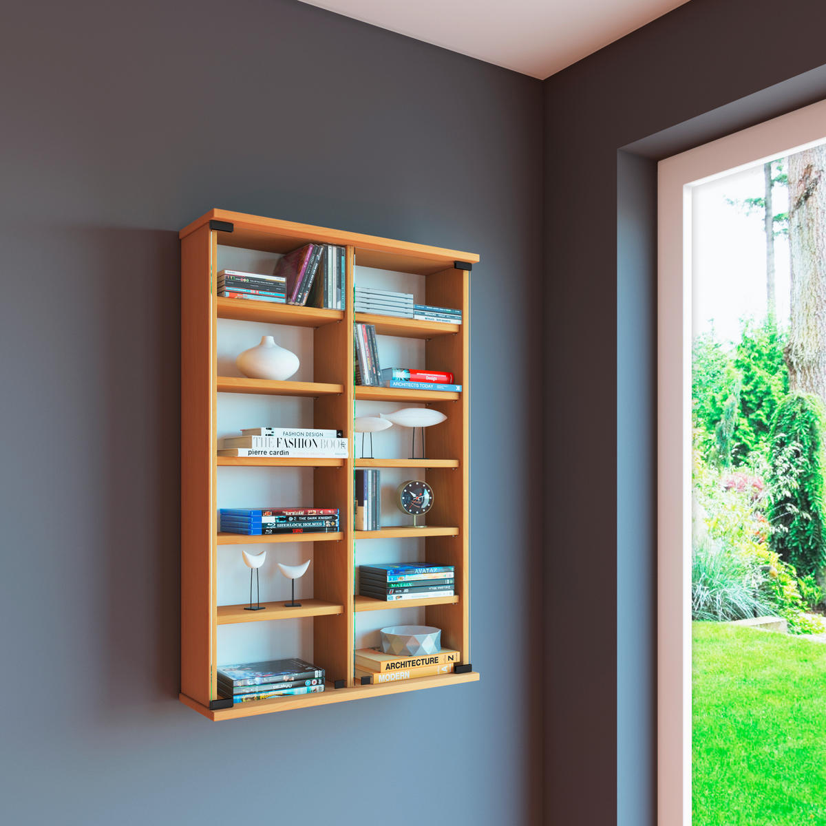 CD-REGAL - Buchefarben, Konventionell, Glas/Holzwerkstoff (60/91,5/18cm) - MID.YOU