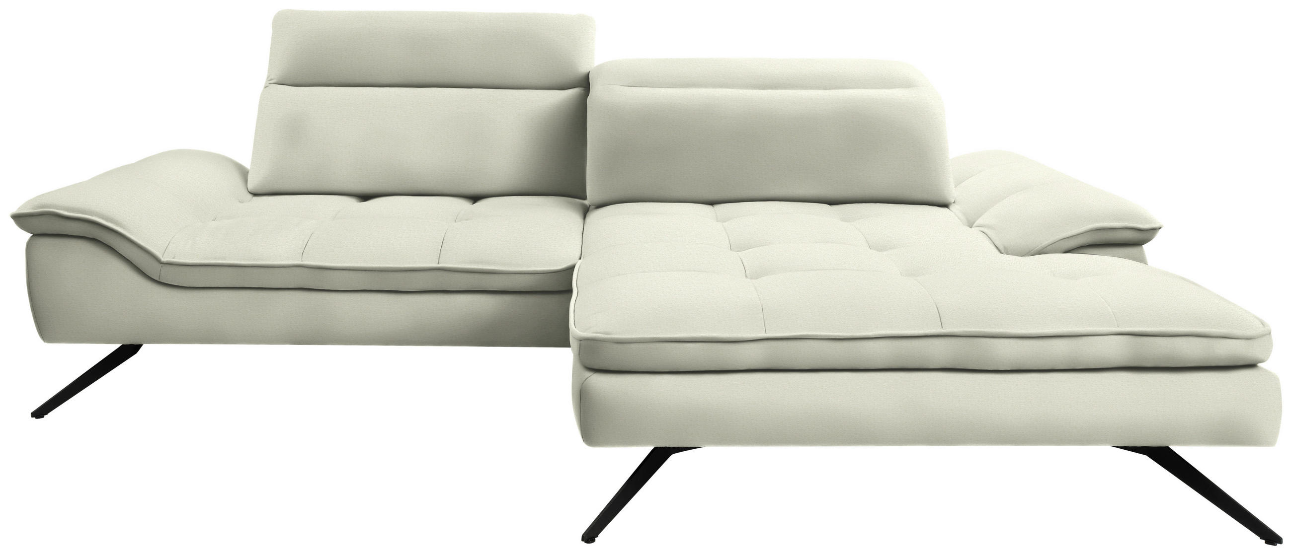 ECKSOFA in Chenille Creme  - Creme/Schwarz, Design, Textil/Metall (288/179-202cm) - Stylife