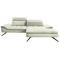 ECKSOFA in Chenille Creme  - Creme/Schwarz, Design, Textil/Metall (288/179-202cm) - Stylife
