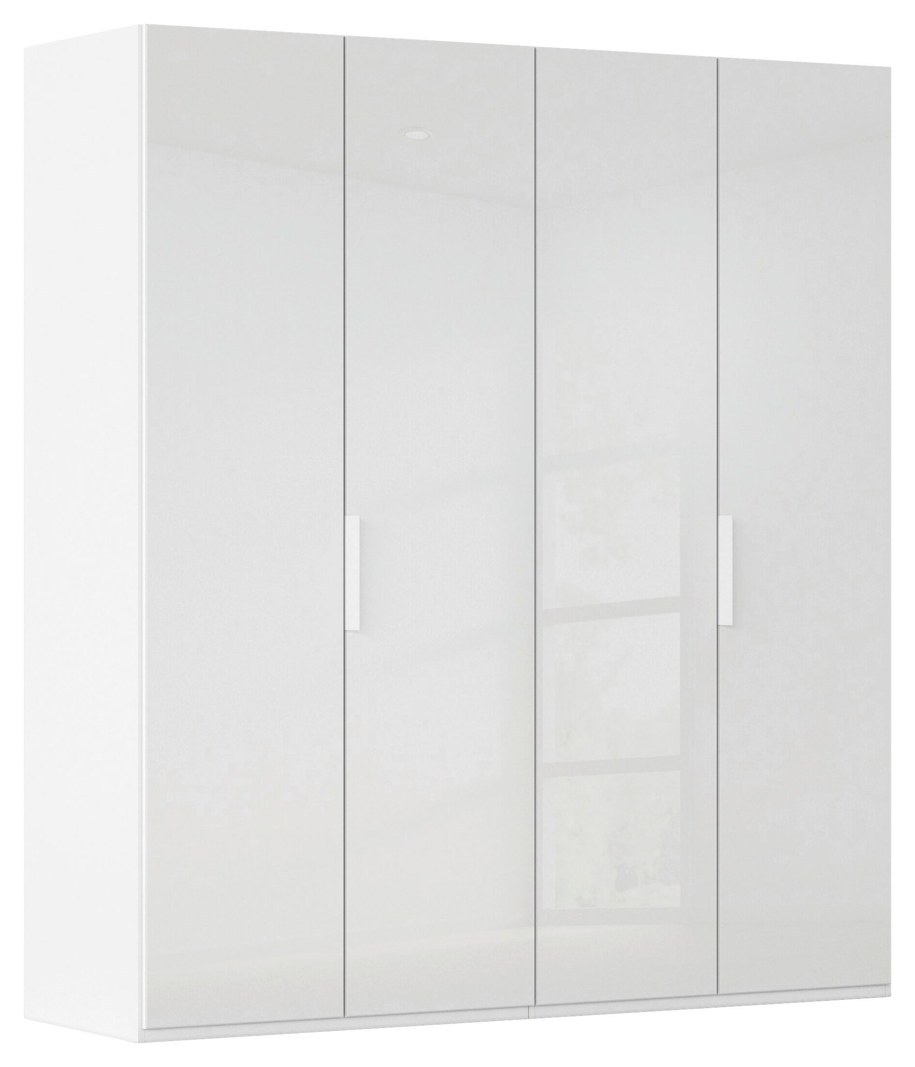 DREHTÜRENSCHRANK 201/223/61 cm,  in Weiß, 4-türig  - Weiß, Basics, Glas/Holzwerkstoff (201/223/61cm) - Novel