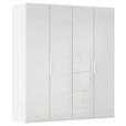 DREHTÜRENSCHRANK 201/235/61 cm,  in Weiß, 4-türig  - Weiß, Basics, Glas/Holzwerkstoff (201/235/61cm) - Novel