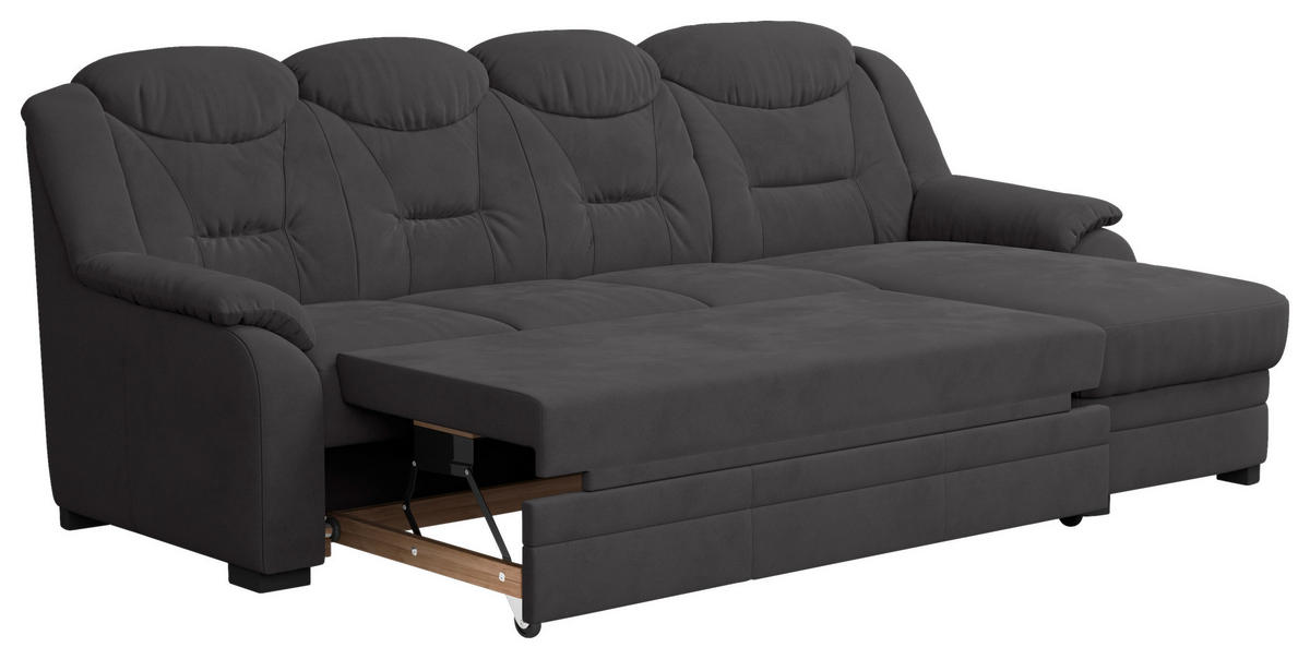 ECKSOFA Anthrazit Mikrofaser  - Anthrazit/Schwarz, Basics, Kunststoff/Textil (257/162cm) - MID.YOU
