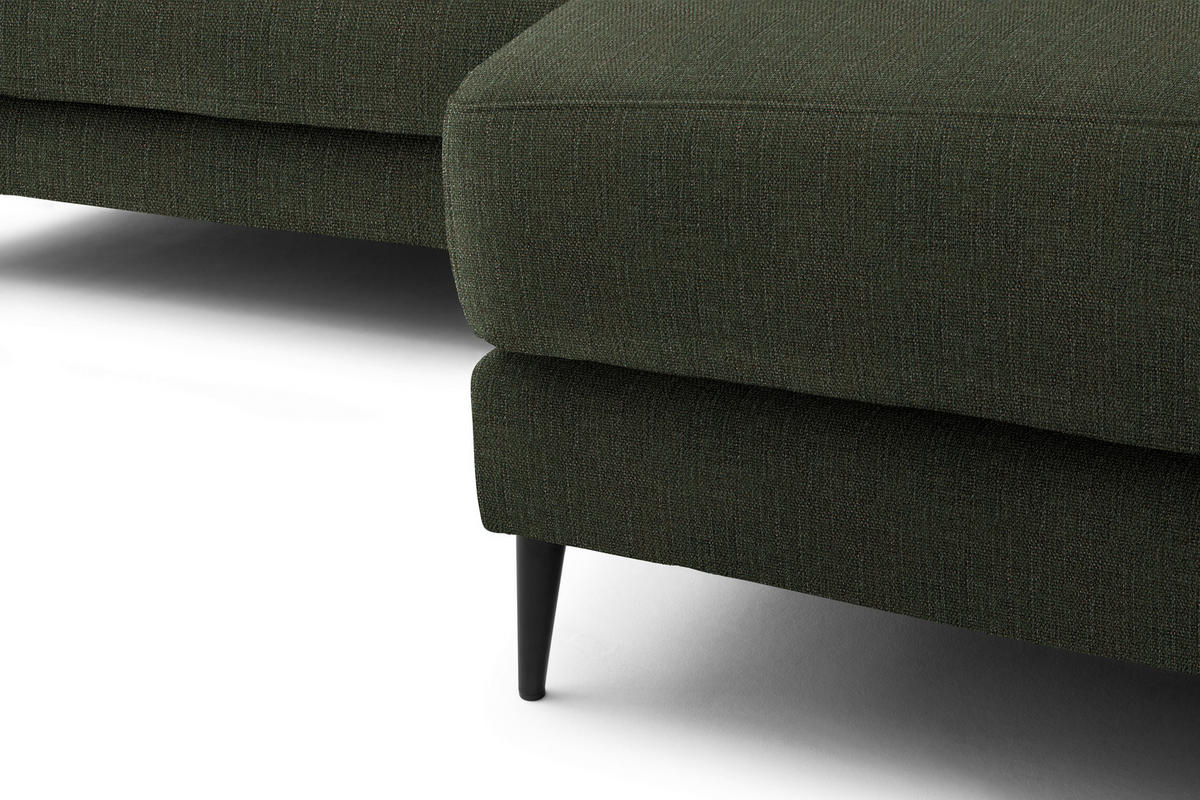 ECKSOFA in Flachgewebe Dunkelgrün  253/177 cm  - Dunkelgrün/Schwarz, Design, Textil/Metall (253/177cm) - Dieter Knoll