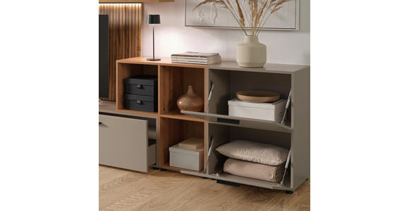 WOHNWAND  in Eichefarben, Greige  296/190/40 cm  - Greige/Eichefarben, MODERN, Holzwerkstoff/Kunststoff (296/190/40cm) - Carryhome