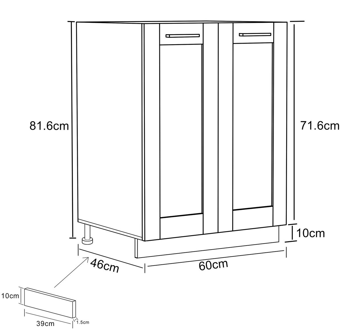 KÜCHENUNTERSCHRANK 60/82/46 cm  in Anthrazit, Weiss  - Weiss/Anthrazit, Trend, Holzwerkstoff/Kunststoff (60/82/46cm) - MID.YOU
