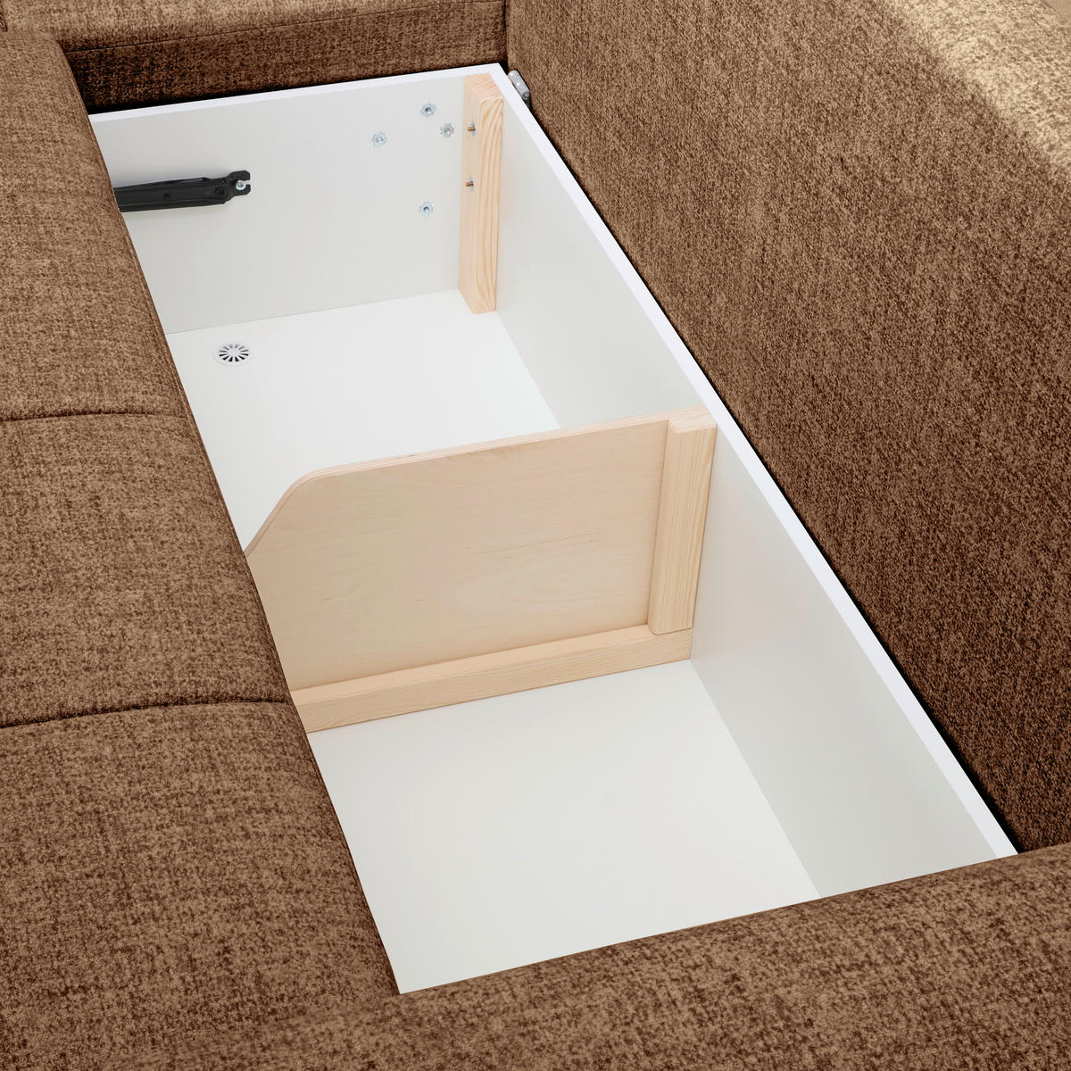 ECKSOFA Braun Mikrofaser  - Schwarz/Braun, KONVENTIONELL, Kunststoff/Textil (169/295cm) - Carryhome