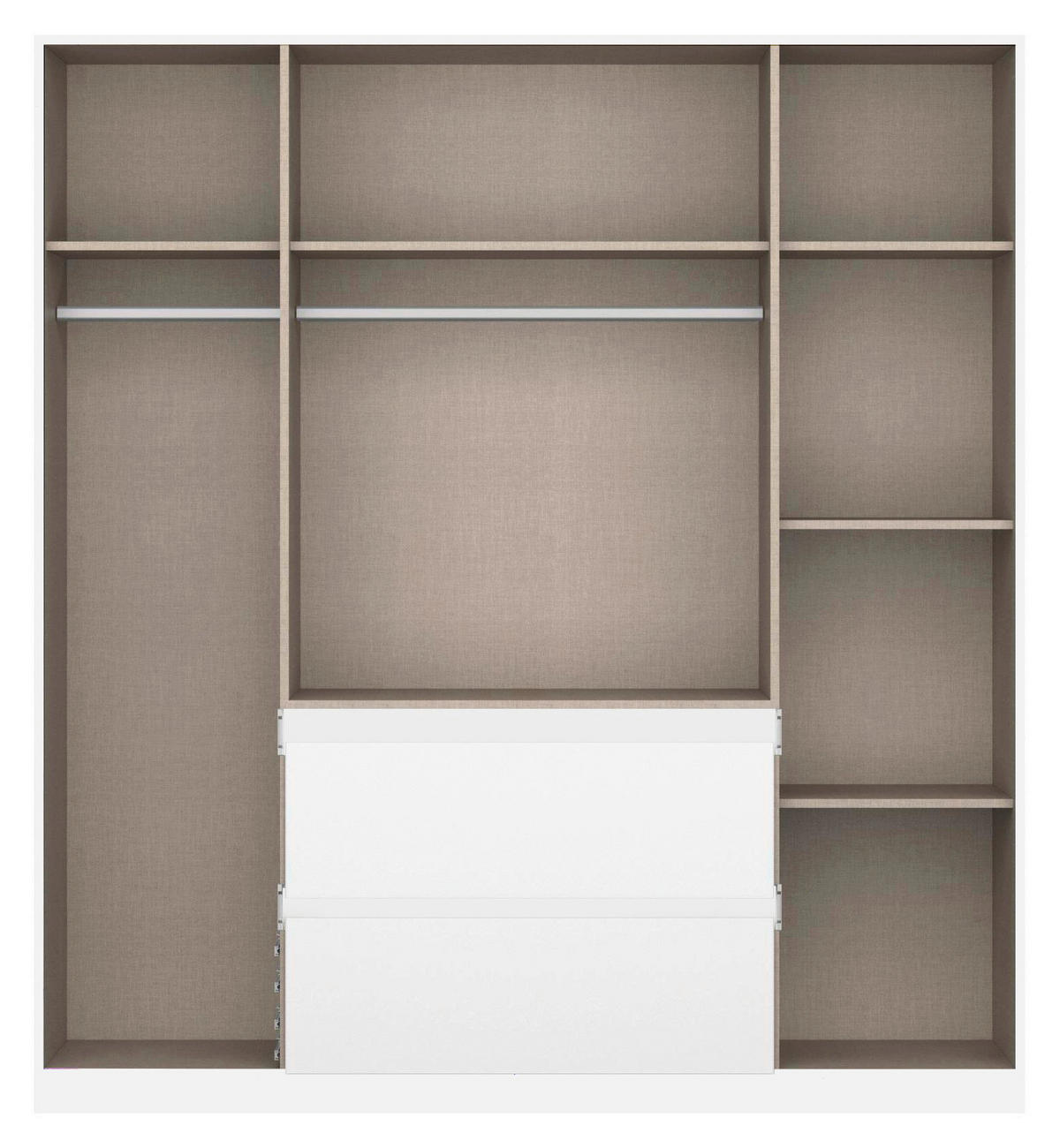 Nidda B: 181 cm Weiß 181/197/54 cm 4-türig Weiß, Silberfarben  - Silberfarben/Weiß, Basics, Holzwerkstoff (181/197/54cm) - Rauch Möbel