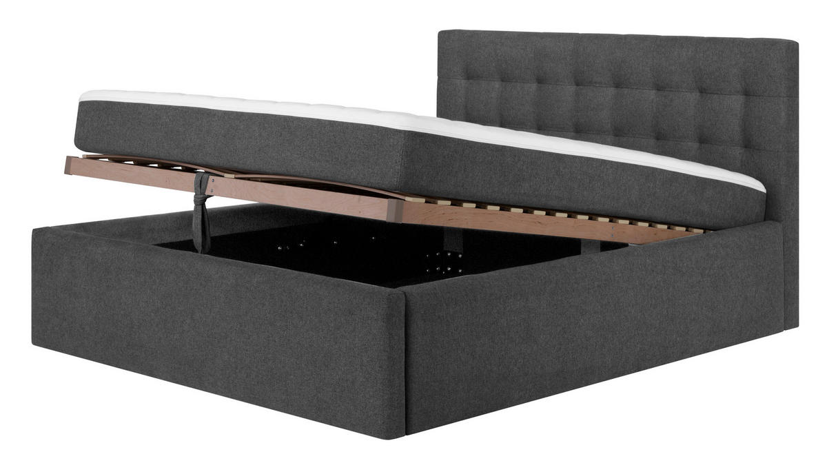 BOXBETT 160/200 cm  in Anthrazit  - Anthrazit/Schwarz, MODERN, Textil (160/200cm) - Livetastic