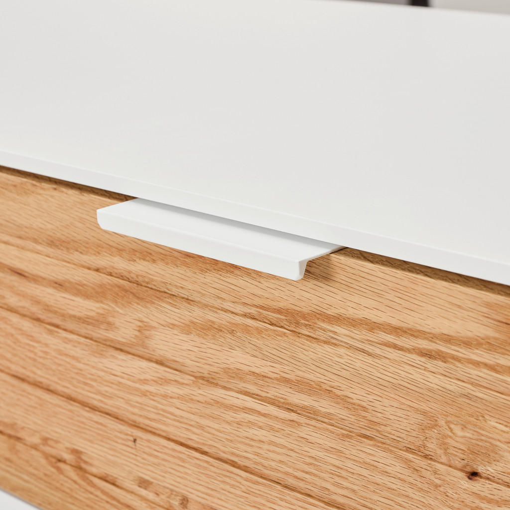 Thumbnail - Mid.you Sideboard, Weiß, Eiche, Metall, Eiche, massiv, 3 Fächer, 3 Schubladen, 152x85x40 cm, Holzmöbel, Kleinmöbel Holz,...