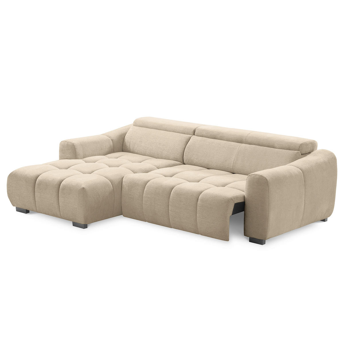 ECKSOFA  Webstoff Beige  - Beige/Schwarz, Design, Kunststoff/Textil (177/274cm) - Livetastic