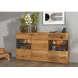 SIDEBOARD Eichefarben  181/95/38 cm  - Eichefarben/Schwarz, Natur, Glas/Holz (181/95/38cm) - Linea Natura