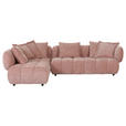 ECKSOFA in Flachgewebe Altrosa  250/289 cm  - Schwarz/Altrosa, KONVENTIONELL, Kunststoff/Textil (250/289cm) - Carryhome