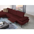 ECKSOFA in Echtleder Beere  - Beere/Schwarz, Design, Leder/Metall (157/325cm) - Dieter Knoll