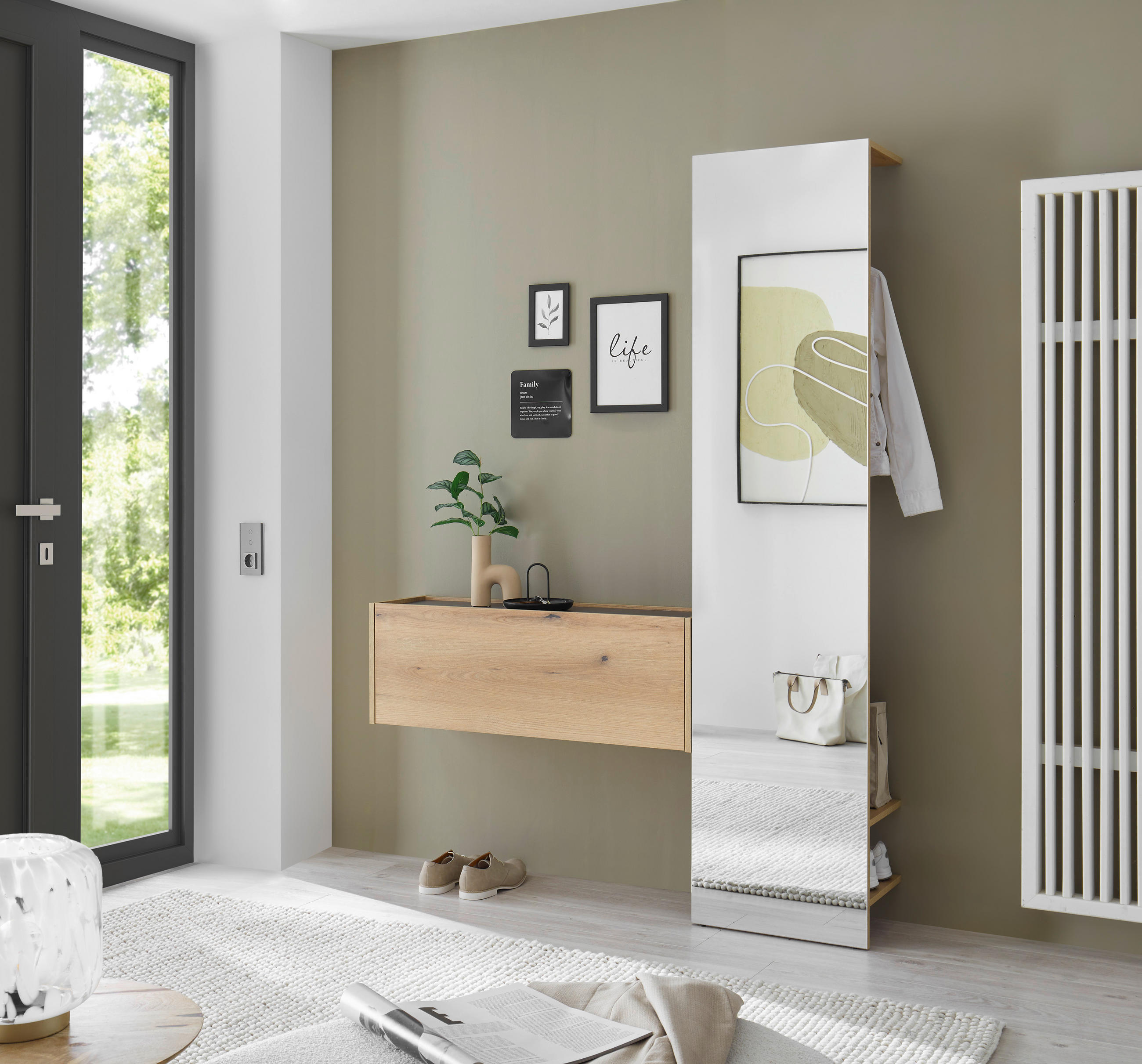 GARDEROBE 2-teilig  in 150/200/30 cm  - Eichefarben/Anthrazit, Design, Holzwerkstoff (150/200/30cm) - Modante