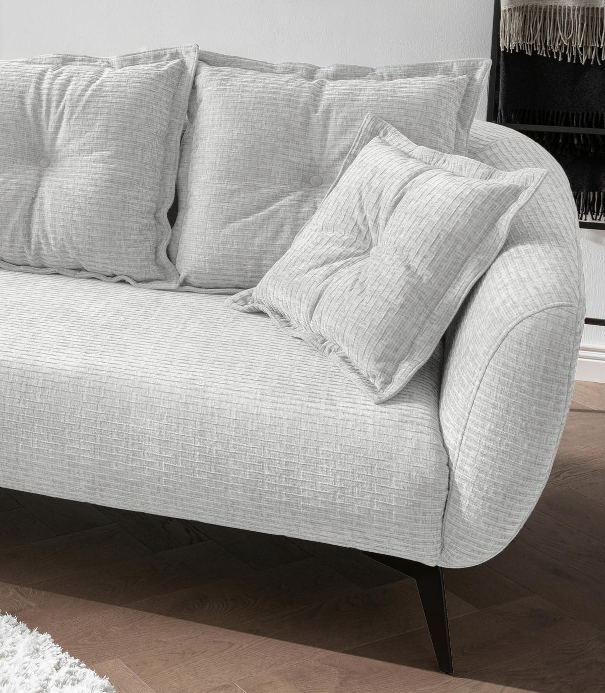 CANAPÉ D'ANGLE in Mikrofaser Weiss  - noir/blanc, Modern, textile/métal (162/277cm) - Livetastic