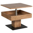 COUCHTISCH in Holz, Holzwerkstoff, Metall 67/67/43-61 cm - Eichefarben/Schwarz, Natur, Holz/Holzwerkstoff (67/67/43-61cm) - Venda