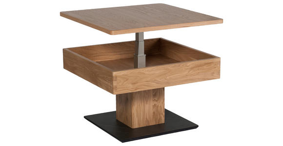 COUCHTISCH in Holz, Holzwerkstoff, Metall 67/67/43-61 cm - Eichefarben/Schwarz, Natur, Holz/Holzwerkstoff (67/67/43-61cm) - Venda