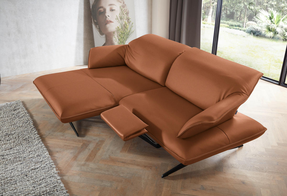ECKSOFA in Echtleder Cognac  - Cognac/Beige, Design, Leder/Metall (169/252cm) - Koinor