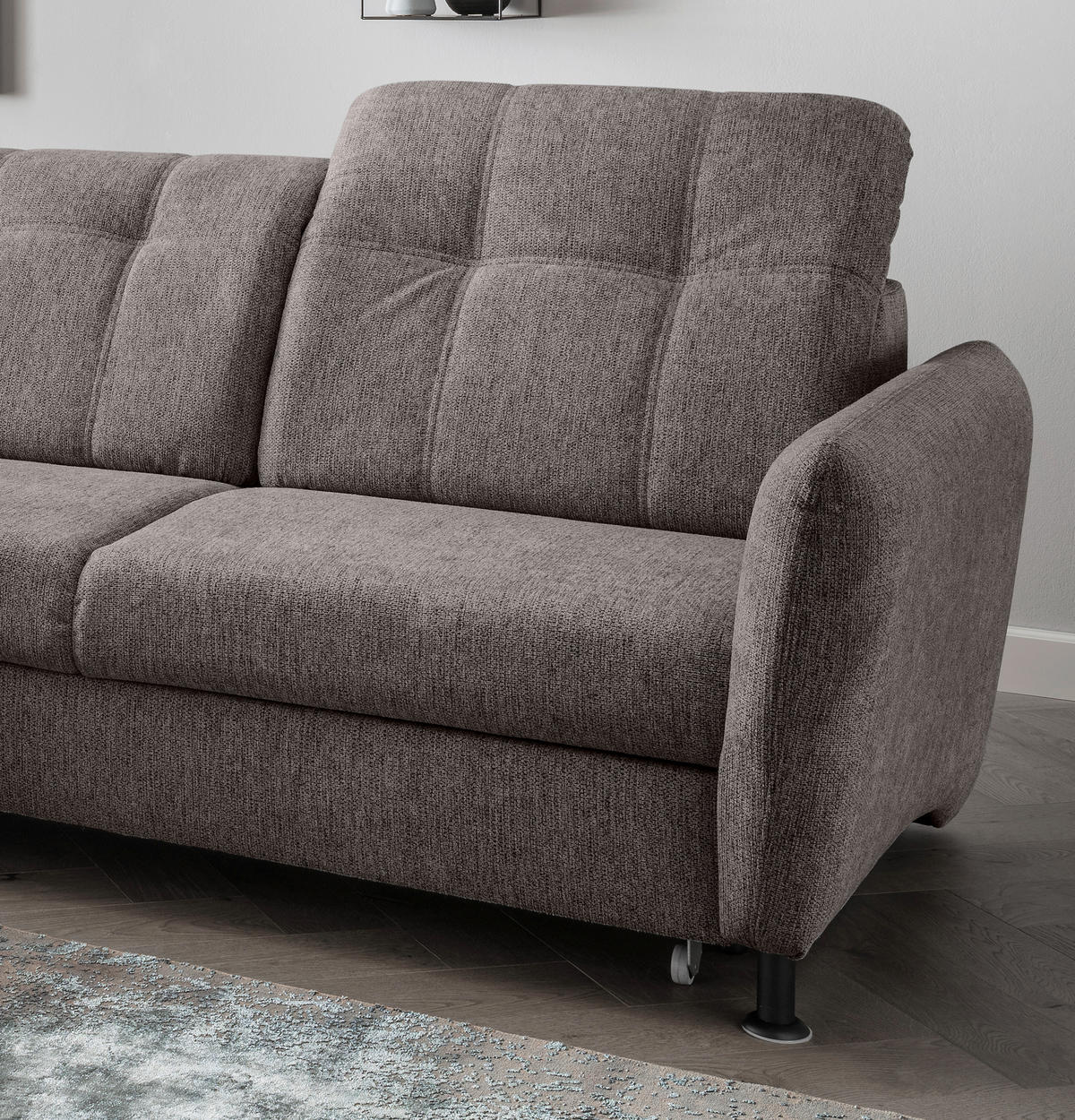 ECKSOFA Graubraun Chenille  - Graubraun/Schwarz, MODERN, Textil/Metall (184/267cm) - Livetastic