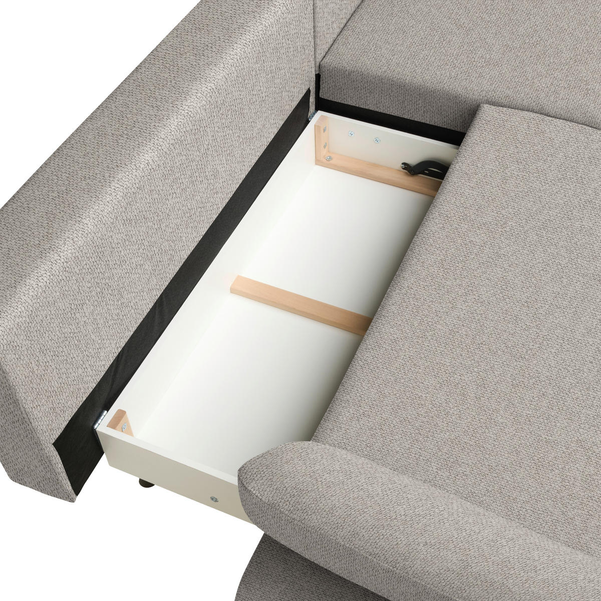 ECKSOFA Struktur Taupe  - Taupe/Schwarz, Design, Textil/Metall (284/186cm) - Lomoco