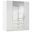 DREHTÜRENSCHRANK 201/235/61 cm,  in Weiß, Weiß Hochglanz, 4-türig  - Chromfarben/Edelstahlfarben, Basics, Glas/Holzwerkstoff (201/235/61cm) - Novel