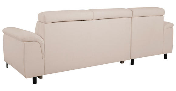 ECKSOFA Creme Flachgewebe  - Chromfarben/Creme, KONVENTIONELL, Textil/Metall (175/268cm) - Carryhome