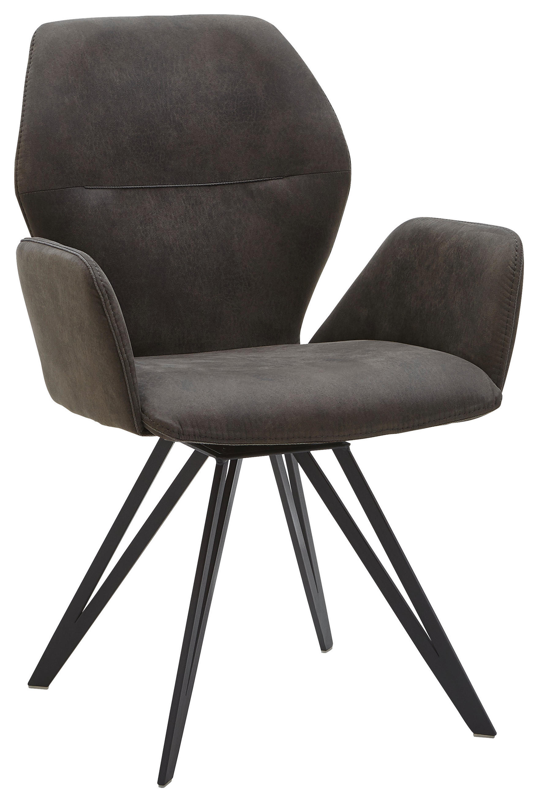 ARMLEHNSTUHL  Stoffauswahl, Typenauswahl, Gestellauswahl, Sitzfläche 180° drehbar, automatische Rückholfunktion Webstoff, Mikrofaser  Anthrazit, Schwarz  - Anthrazit/Schwarz, Design, Textil/Metall (62/91/59cm) - Valnatura