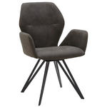 ARMLEHNSTUHL drehbar  Stoffauswahl, Typenauswahl, Gestellauswahl, Sitzfläche 180° drehbar, automatische Rückholfunktion Webstoff, Mikrofaser  Anthrazit, Schwarz  - Anthrazit/Schwarz, Design, Textil/Metall (62/91/59cm) - Valnatura