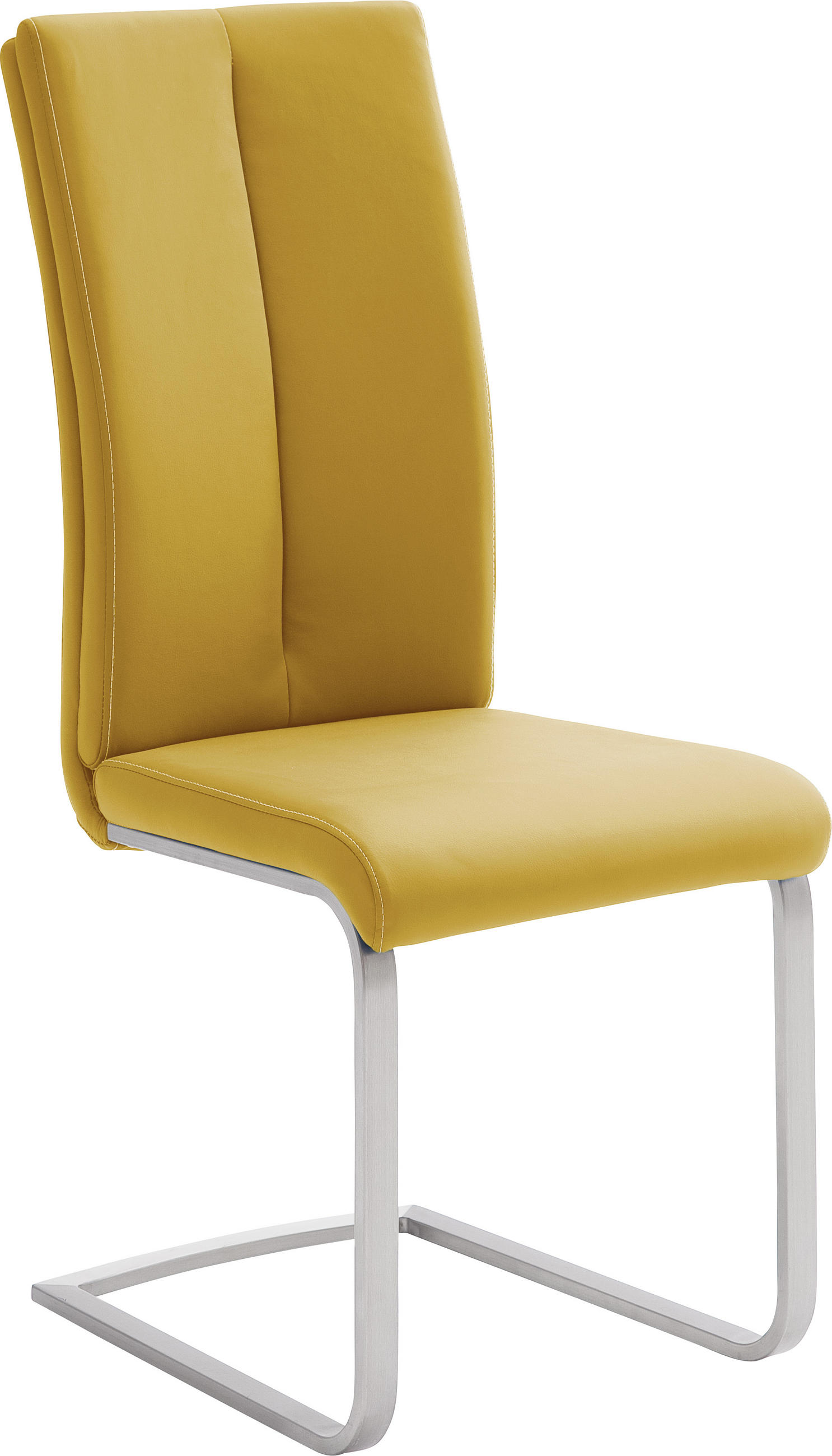 Schwingstuhl in Metall, Textil Gelb, Edelstahlfarben