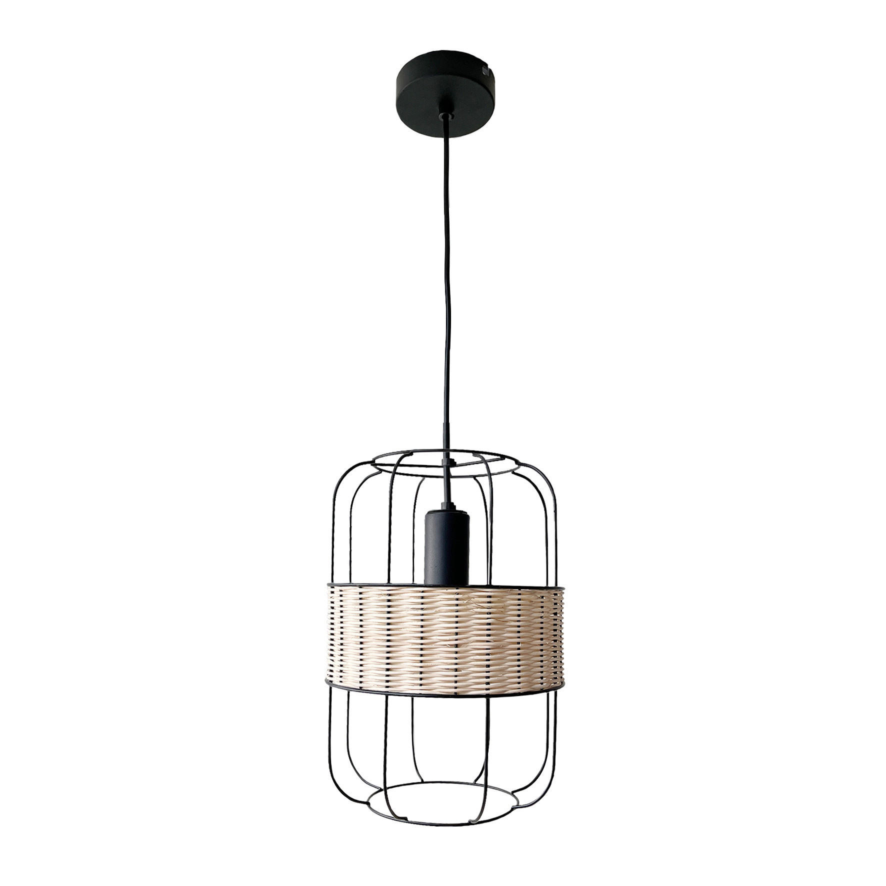 Fischer & Honsel Pendelleuchte Nature Schwarz, Weiß, Sand 150 cm