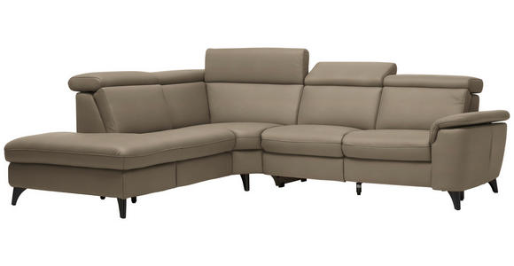 ECKSOFA in Echtleder Braun  - Schwarz/Braun, Design, Leder/Metall (239/289cm) - Cantus