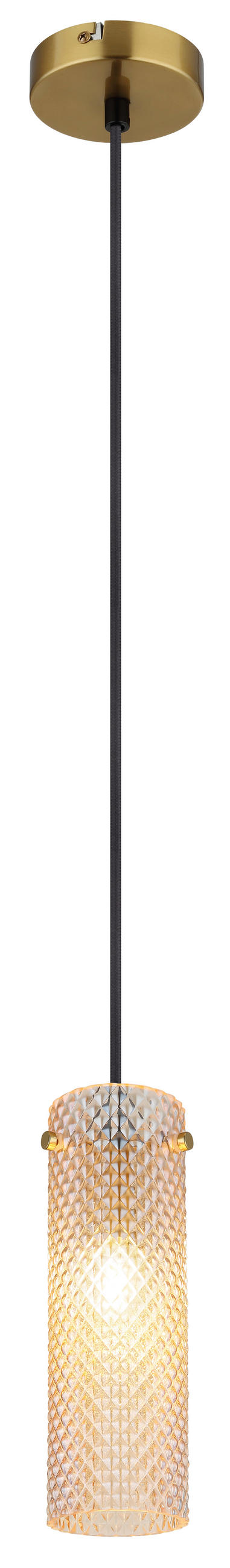 HÄNGELEUCHTE KAROLO 10/120 cm   - Goldfarben/Schwarz, KONVENTIONELL, Glas/Textil (10/120cm) - Globo