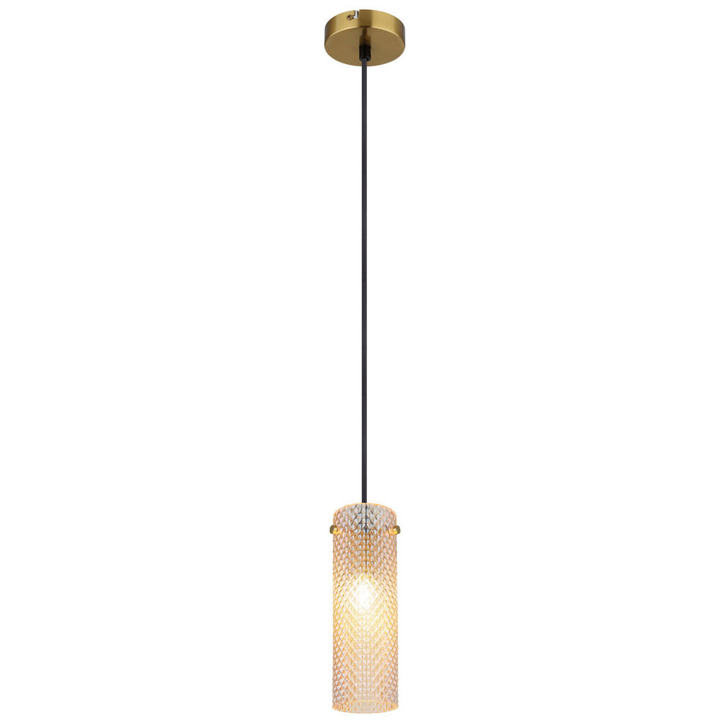 Thumbnail - Globo Hängeleuchte Karolo, Orange, Schwarz, Gold, Metall, Glas, Textil, 120 cm, CE, beliebig kürzbar, Lampen & Leuchten,...