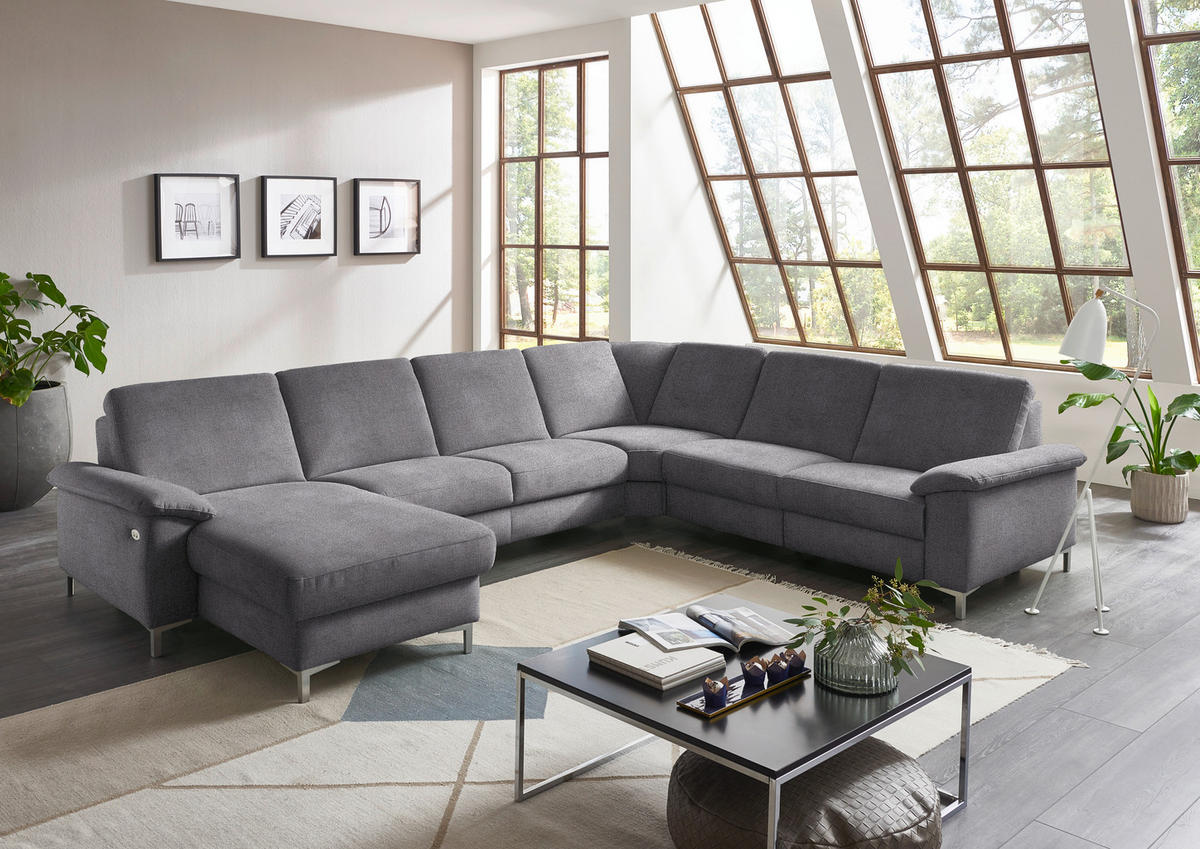 WOHNLANDSCHAFT in Chenille Grau  - Alufarben/Grau, Design, Textil/Metall (170/333/265cm) - Dieter Knoll